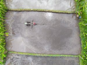 Perusahaan Kontraktor Indonesia sedang membangun saluran irigasi di lahan pertanian